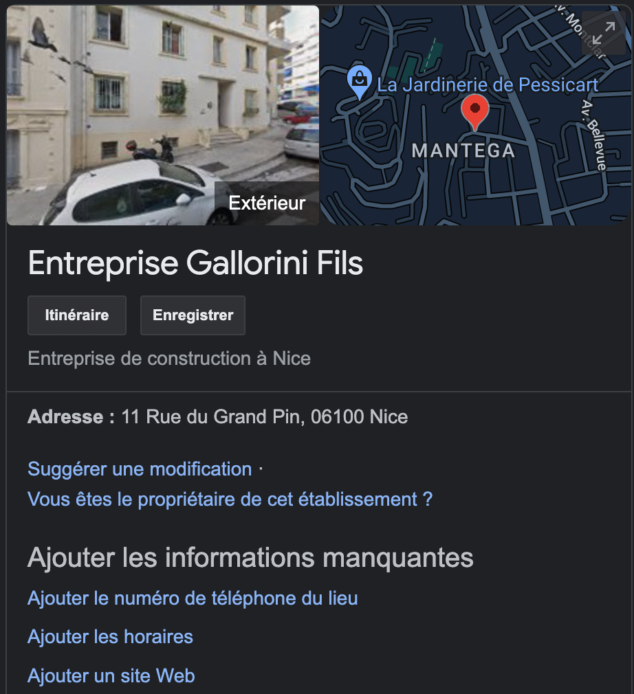 Fiche MyBusiness incomplète